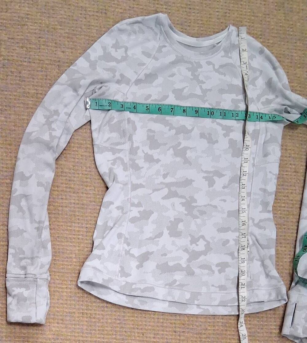 Lululemon womens size 6 cream camou running sweatshirt crewneck Activewear - Picture 6 of 8